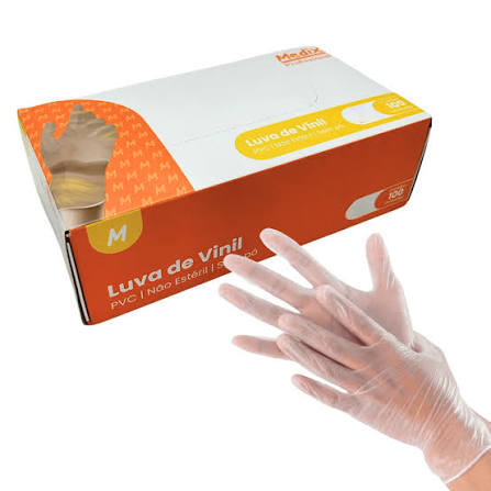 LUVA VINIL U.G S/PO TAM M 100UN