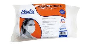 MASCARA TRIPLA C/ELAST BRANCA 50UN SAQUINHOS