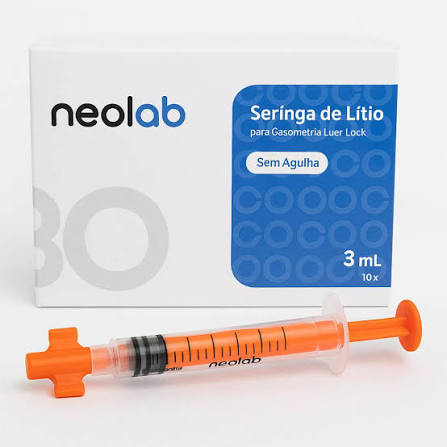 SERINGA P/ GASOMETRIA C/ HEPARINA LITICA 2,5ML  COM 100 LUER LOCK  NEOLAB